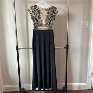 Adrianna Pappell Black and Nude Beaded Dress